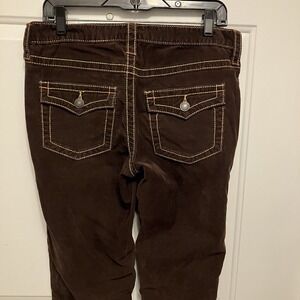 London Jean Sz 8 Low Rise Flap Back Pocket Flare‎ Boot Cut Corduroy Pants Brown